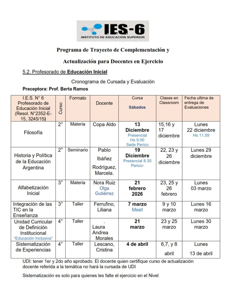 INSTITUTO DE EDUCACIÓN SUPERIOR Nº 6 JUJUY